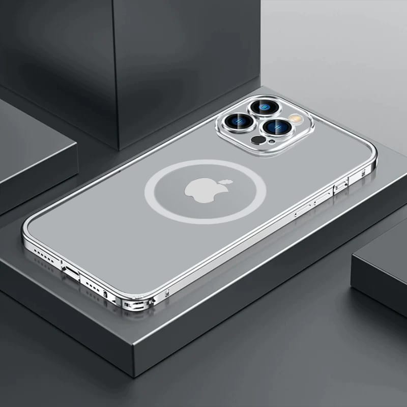 iPhone Metal Lock Magsafe Series With Camera Lens Protector-iPhone 14 Pro / Silver