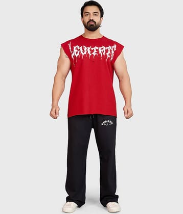 Fuaark Red Cotton Oversized Fit Men's Tanks ( Pack of 1 )