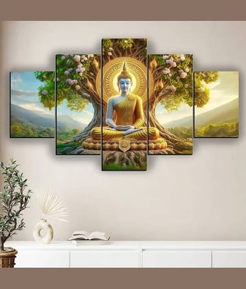 SNDArt Set Of 5 Lord Buddha Wall Paintings For Living Room Decorative Gift Items 18 x 30 inch
