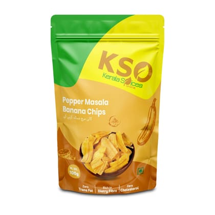 Kerala Spices Pepper Masala Banana Chips - 200 gm | Crispy Kerala Snack with Spicy Black Pepper Flavor