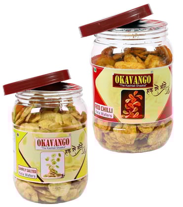 Okavango Simply Salted and Red Chilli Banana chips 300g Each, Pack of 2