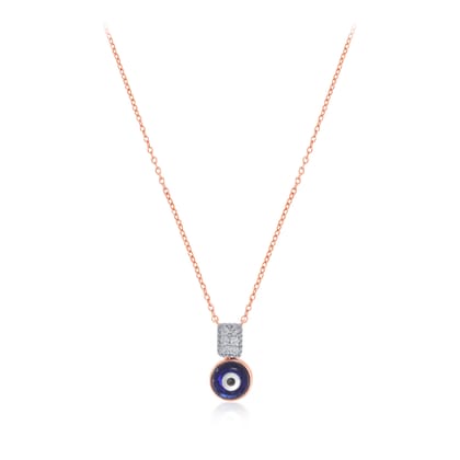 Senco Gold Shield of Haven Diamond Chain Pendant (3 gram / 0.07 Ct / HI-SI / 18K Rose Gold)
