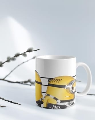 The Magical Gift Minions Cartoon Printed Coffee Mug for Kids and Adults Fun Character Ceramic Cup for Milk Tea Coffee Hot and Cold Beverages Gift for Birthday Office Home
