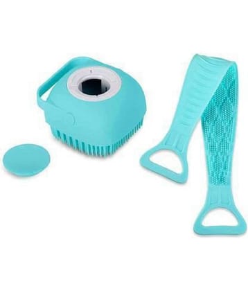 BANISTROKES 2 Pcs Combo Silicone Soft Bath Body Brush with Shampoo Dispenser Back Brush Ultra Scrubber Deep Cleaning Gentle Massage SMART Kids Men Women use in Shower Scrub