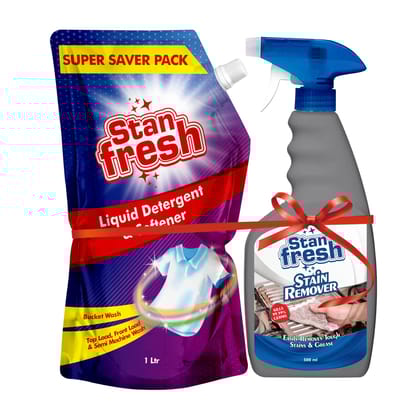 Stanfresh Liquid Detergent & Softener Pouch - 1 Ltr. | Stain Remover -500ml