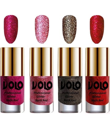 VOLO Professionally Used Glitter Shine Nail Polish Magenta,Pink,Grey Red Pack of 4 39 mL