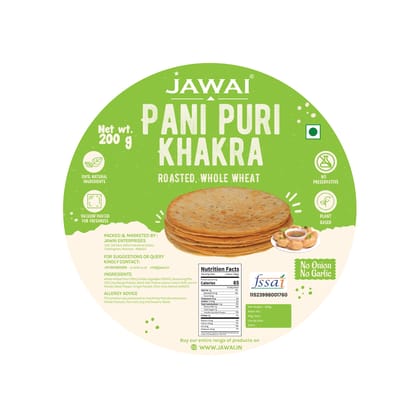 Pani Puri Khakhra - Roasted | No Onion - No Garlic  | Whole Wheat Khakra | Crispy Ready To Eat Snack | Vacuum Packed for freshness-200 gms