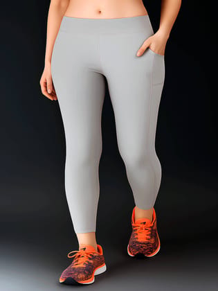 Premium Quality Yoga Tights Breathable & Stretchable Gym Leggings Activewear Pants for Girls or Women (Size-S) Grey