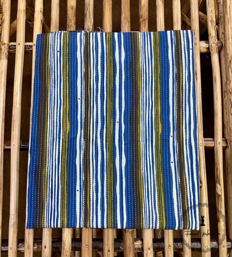 Elegant Unstitched Cotton Fabric for Kurtas-Blue Stripe