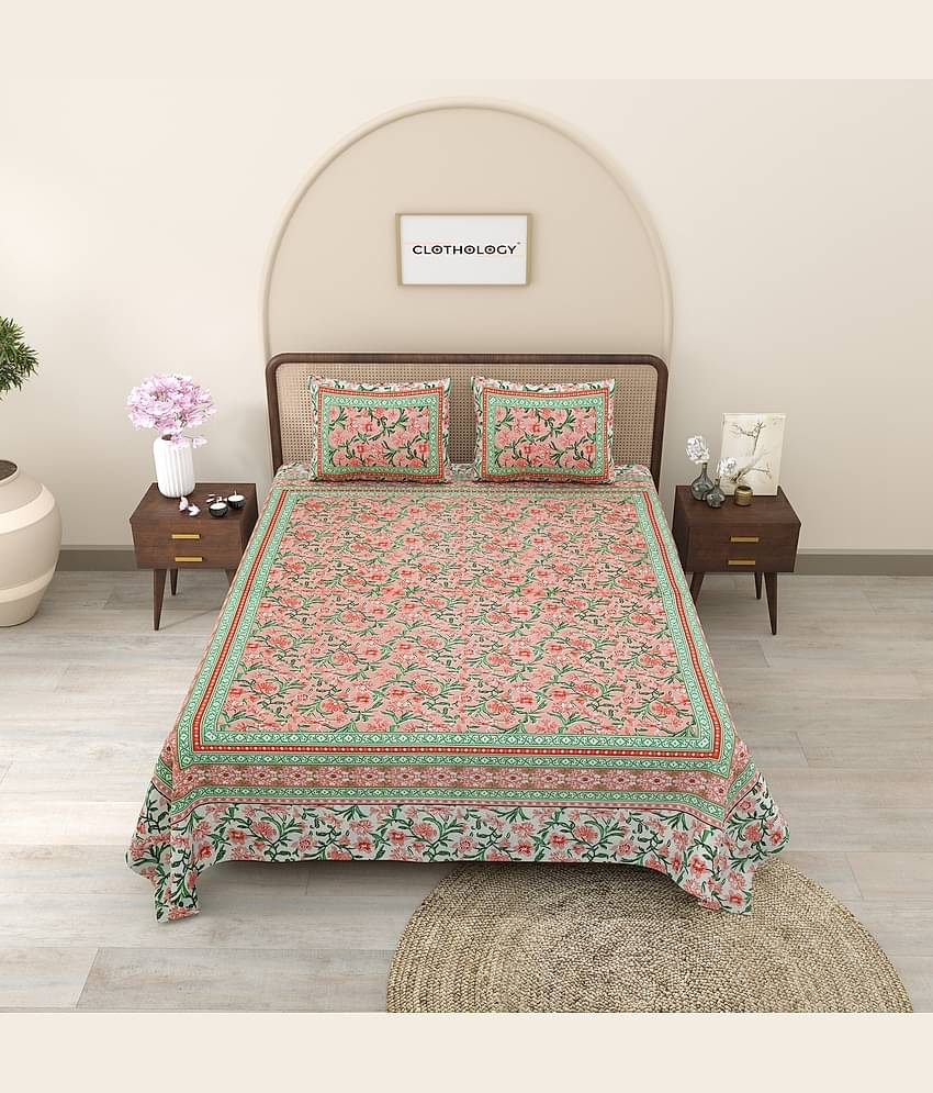 CLOTHORO Cotton 1 Double King Bedsheet with 2 Pillow Covers ( Maroon )