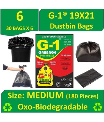 G 1® Premium OXO - Biodegradable Garbage Bags (Medium) Size 48 cm x 56 cm (180 Bags) (Black Colour)