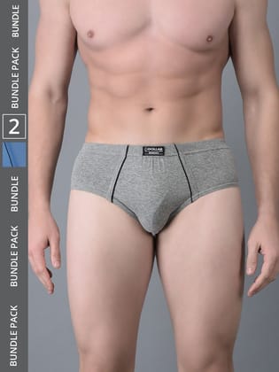 Men's Assorted Pack of 2 Combed Cotton Solid Brief With Anti-Microbial Odour Control