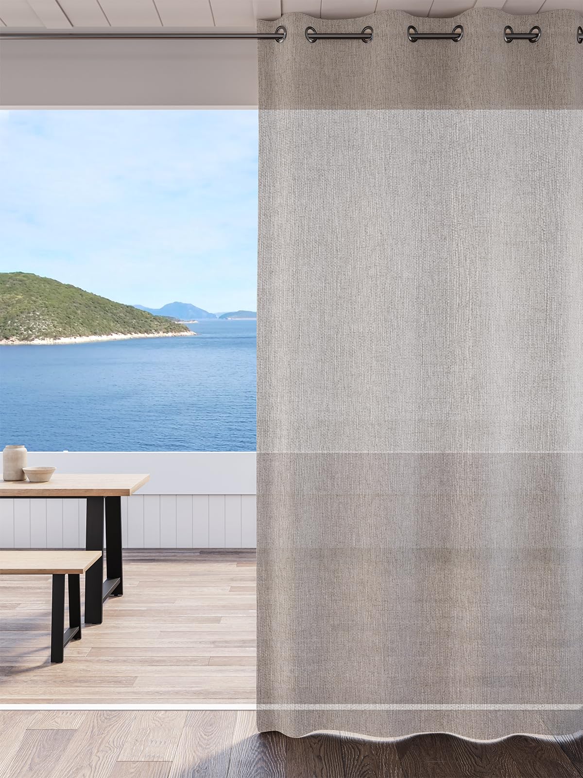 DDECOR - Pack of 1 Piece of 9FT Long Door Sheer Curtain, Beige