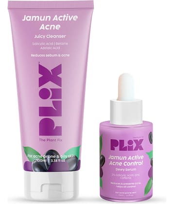 Plix Jamun Face Wash & Active Acne Serum Combo(100ML + 30ML) For Active Acne & Oil Control Pack of 2