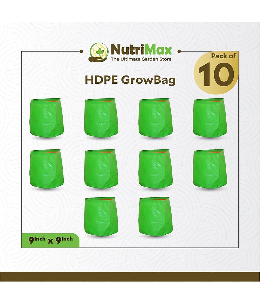 Nutrimax 200 GSM HDPE Grow Bags 9 inch x 9 inch Pack of 10 Outdoor Plant Bag