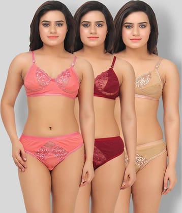 TCG Pack of 3 Women's Bra & Panty Set ( Multi Color )