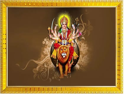 NOKKES Sherawali maa veshno maa durga maa photo Golden 5X7 Inch Photo Frame_AQW34