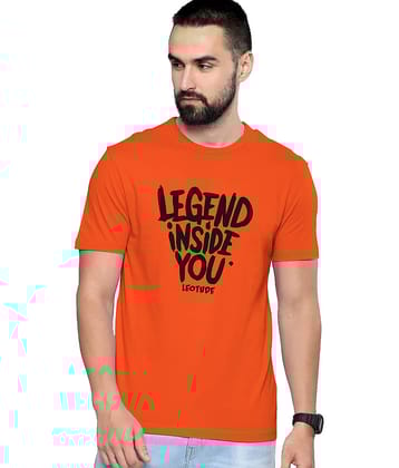 Leotude Pack of 1 Polyester Regular Fit Men's T-Shirt ( Orange )