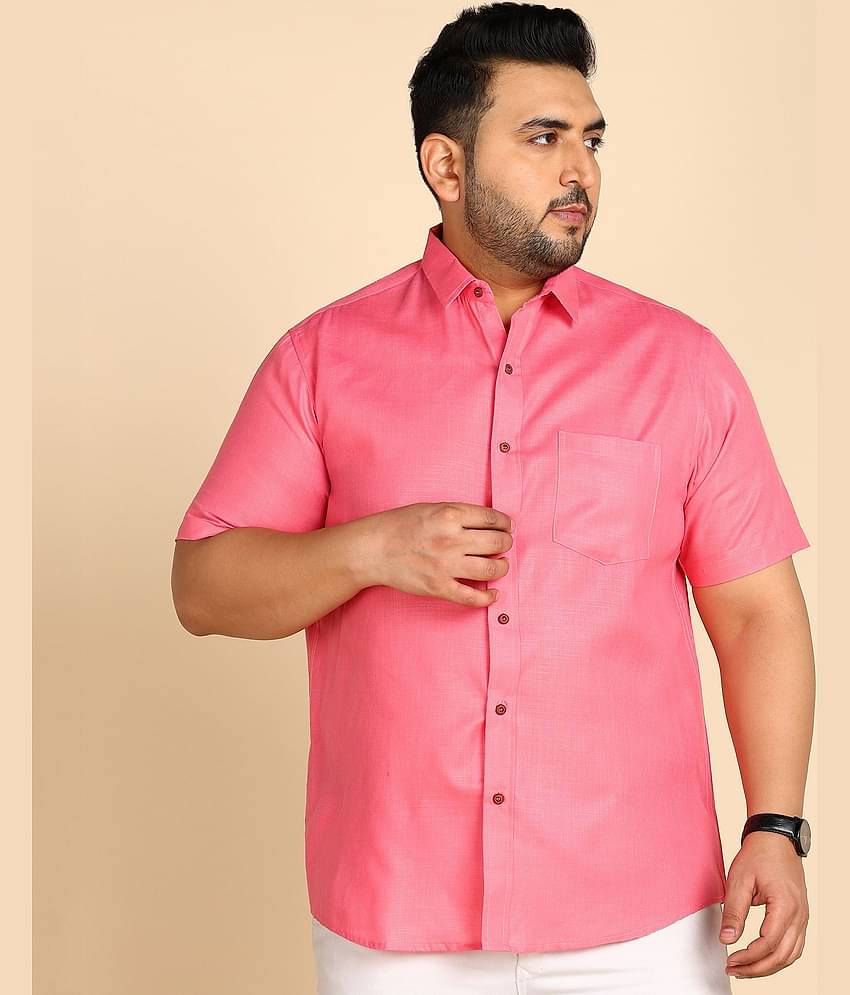 PRINTCULTR Cotton Blend Regular Fit Solids Half Sleeves Men's Casual Shirt - Pink ( Pack of 1 )