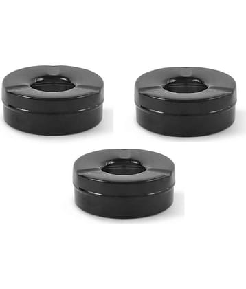 Dynore Stainless Steel Black Matt Lid Ash Tray- Set of 3