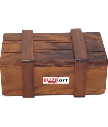 BuzyKart® Handmade Indian Wooden Puzzle Magic Box Game - Wooden Toy Game - Brain Teaser