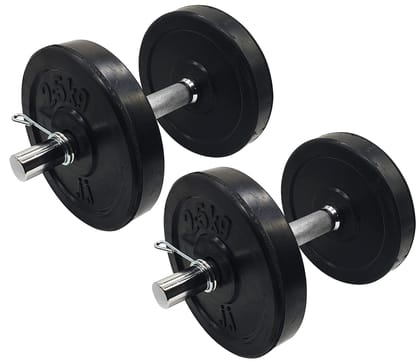 JJ Jonex Dumbbells, Rubber Dumbbells Set, 8Kg Rubber Dumbbell Plates with 25mm 1 Pair Steel Dumbbell Rods with Spring Locks
