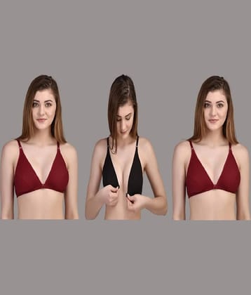 Zourt Pack of 3 Cotton Non Padded Women's T-Shirt Bra ( Multicolor )
