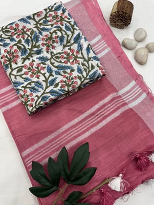 Handloom Plain linen Saree