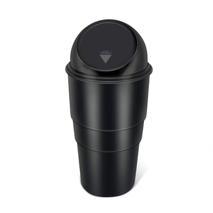 Mini Car Dustbin Portable Push Top Trash Bin for Car Home and Office Black Pack of 1