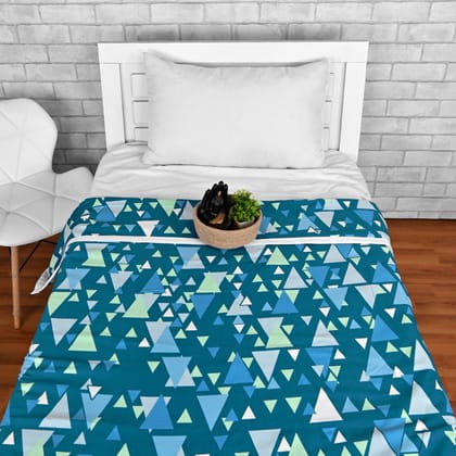 Geometric Light Green And Blue Microfiber Comfortable Single Bed AC Dohar-Single / Light Green and Blue / Geometric