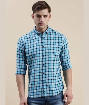 Showoff Cotton Blend Regular Fit Checks Full Sleeves Men's Casual Shirt - Blue ( Pack of 1 )