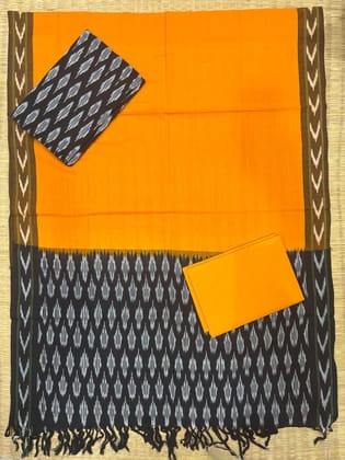 Ikkat Dress Material Yellow Black