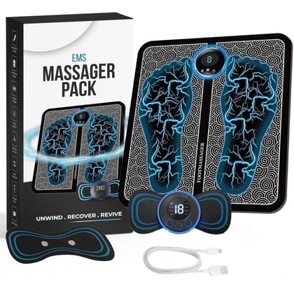 KKK Retailers Wireless Electric EMS Foot and Body Massager Rechargeable Folding Pain Relief Mat with Eight Massage Modes and Nineteen Intensity Levels Portable Muscle Massager Single Piece -8