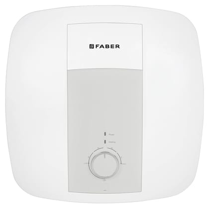 Faber Cyrus 25L Storage Water Heater | Heating Indicator, 8 Bar Pressure, Temperature Control, ABS Body, MFV Safety Valve, Auto Cut-Off, Titanium Glassline Coated Tank | 2000W, 5 Star | (White Silver) Faber Cyrus 25L Storage Water Heater | Heating Indica