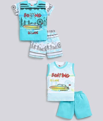 Mars Infiniti Pack of 2 Boys Cotton T-Shirt & Shorts Set ( Green )