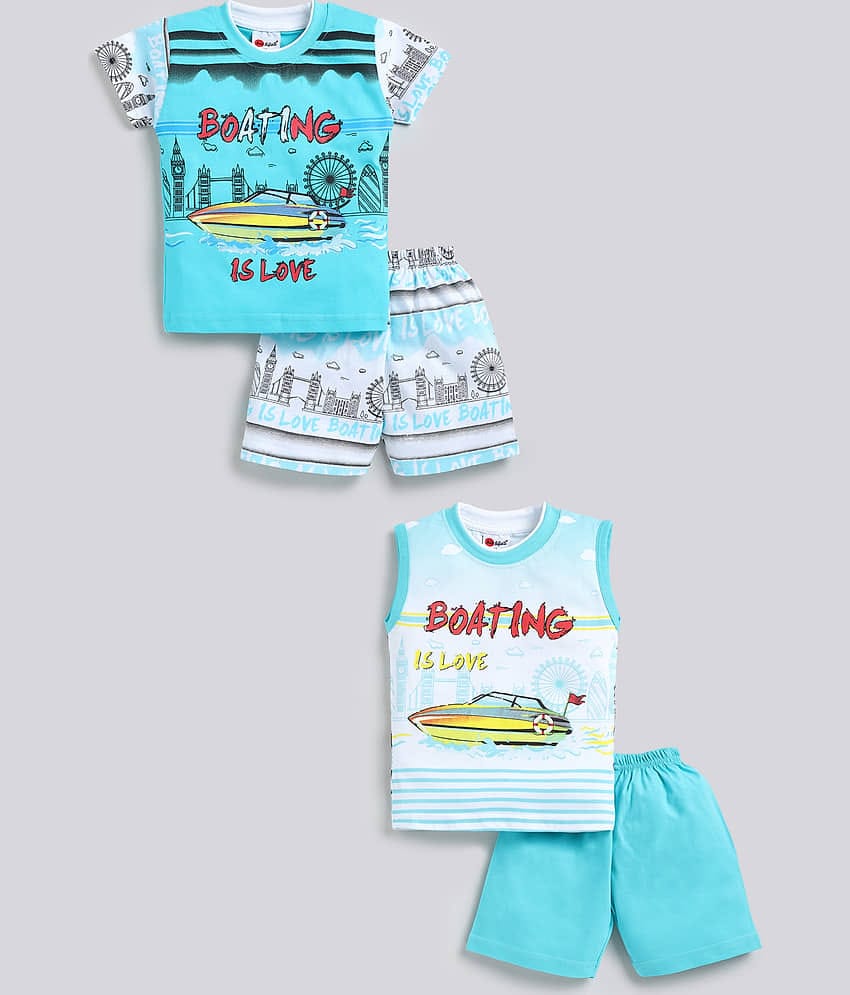 Mars Infiniti Pack of 2 Boys Cotton T-Shirt & Shorts Set ( Green )