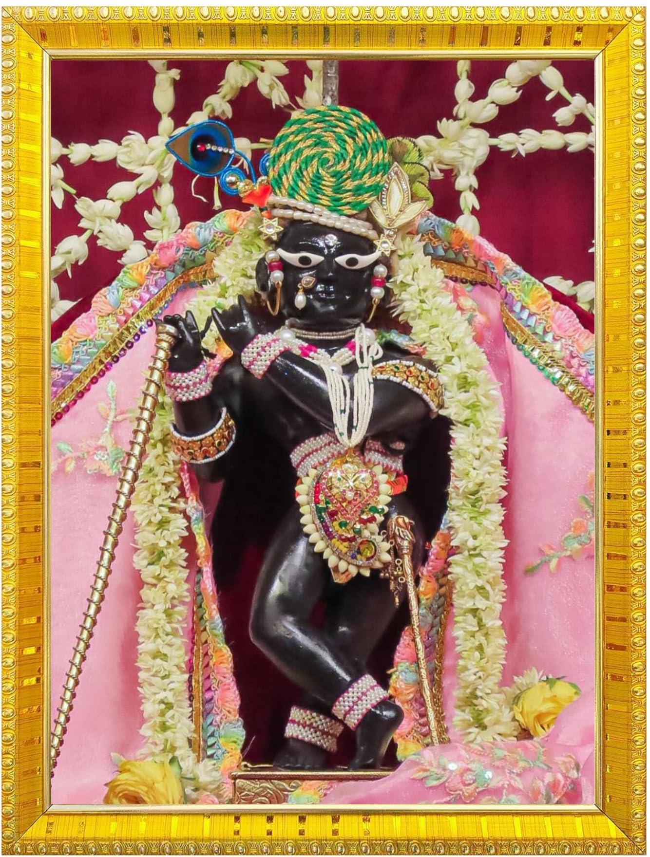 NOKKES Radha Raman Vrindavan Radha Raman Thakur Ji Photo Frames Religious Photo frame 5X7 Inch Photo Frame_QWW31