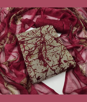 Kashvi Unstitched Crepe Dyed Dress Material - Maroon ( Pack of 1 )