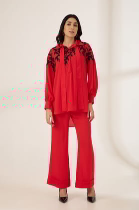 ELLA FORMAL CO-ORD-Red / POLY GEORGETTE / XXS