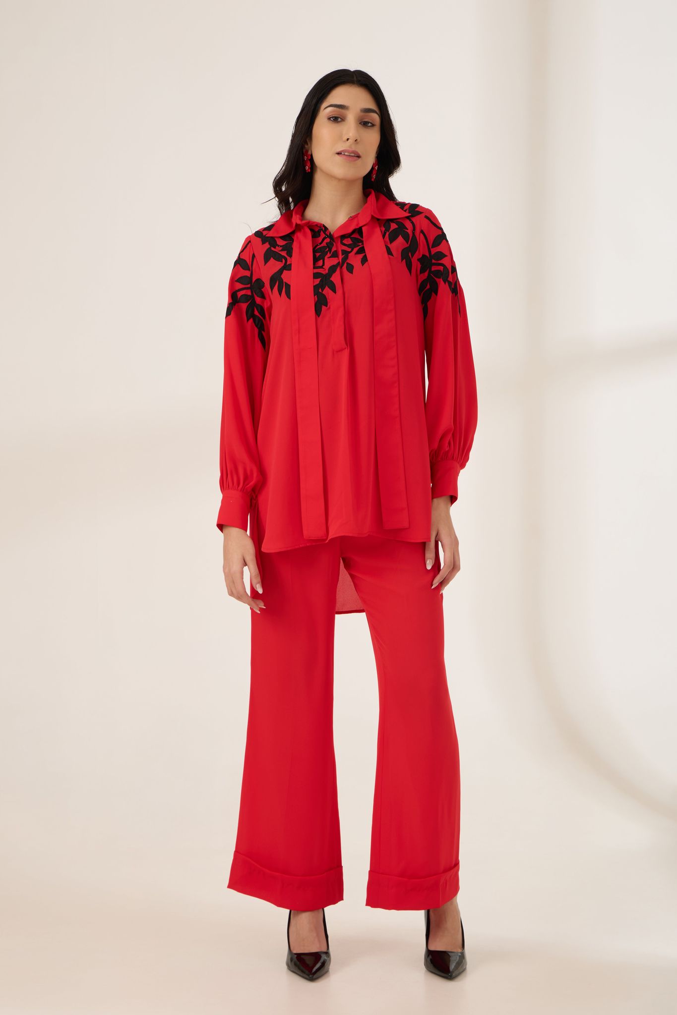 ELLA FORMAL CO-ORD-Red / POLY GEORGETTE / XXS