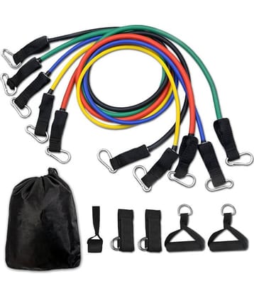 GENERIC Resistance Band set of 11 pcs include Door Anchor, Ankle Straps, Handles, Stackable Exercise Band for Resistance training, Home Workout