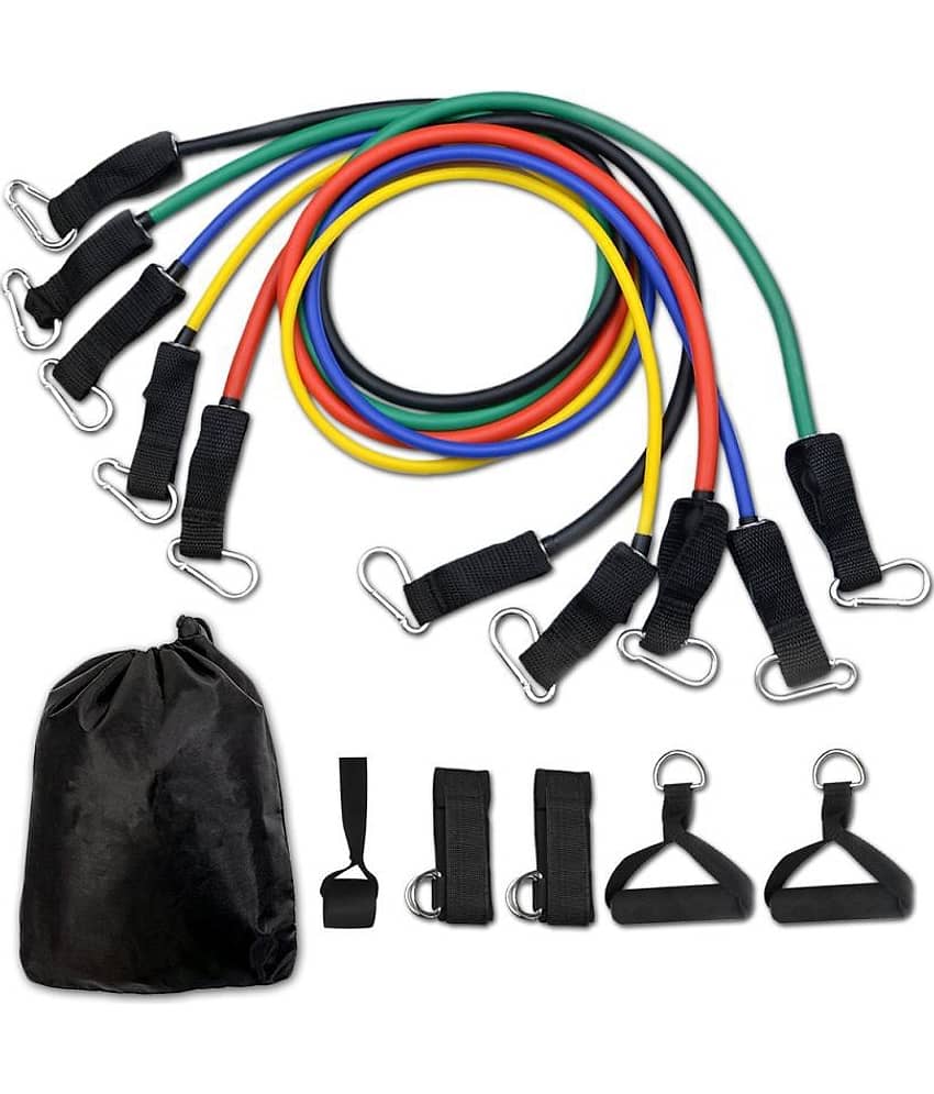 GENERIC Resistance Band set of 11 pcs include Door Anchor, Ankle Straps, Handles, Stackable Exercise Band for Resistance training, Home Workout