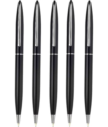 K K CROSI Sleek Design Pack of 5pcs Black Colour Metal Ball Pen  (Pack of 5, Blue Ink)