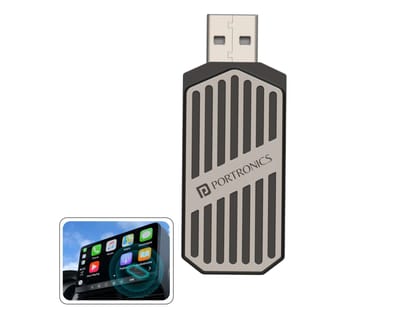 Portronics Tune For Android Auto & Apple CarPlay, Wireless Connectivity, Compact Size, Retains Original Controls 