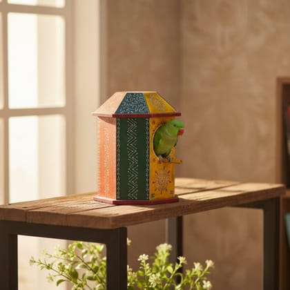 Handicraft Wooden Bird House | Home Living Bird Stands