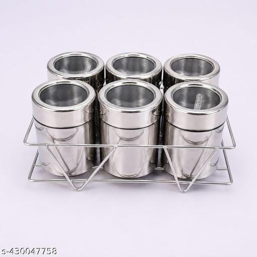 ECOLEX Stainless Steel Multipurpose Masala Dabba | 6 Containers with Stand | Spice Rack | Dry Fruit Storage Box