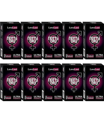 NottyBoy LoveLust Ultra Ribbed Lubricated Condoms -  100 Units
