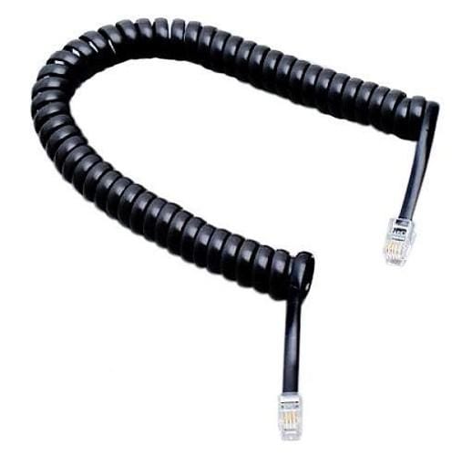 Telephone Handset Phone Extension Cord Curly Coil Line Cable Wire 2 Meter (Black) PACK OF 2 PCS