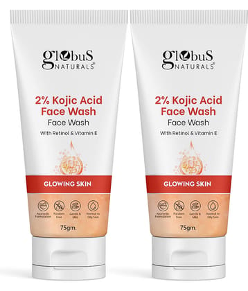 Globus Naturals Kojic Acid 2% Face Wash,With Retinol & Vitamin E,Spot Reduction & Even Tone,75Gm (Pack of 2)