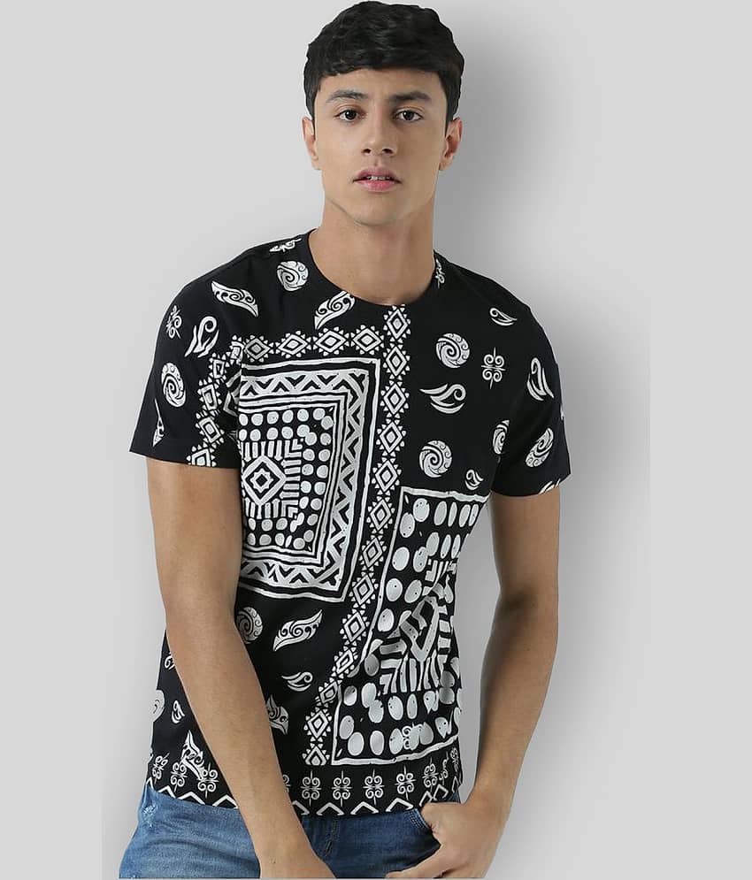 Huetrap Pack of 1 Cotton Regular Fit Men's T-Shirt ( Black )